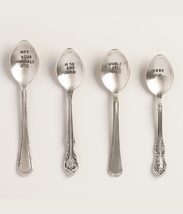 Hand Stamped Coffee Spoons Set of 4