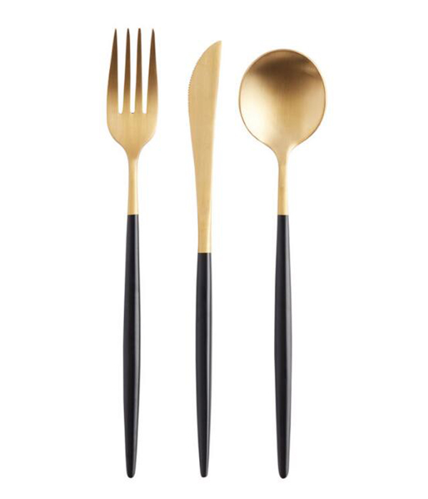 Black and Gold Shay Flatware Collection