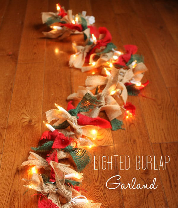 Lighted Burlap Garland for Christmas