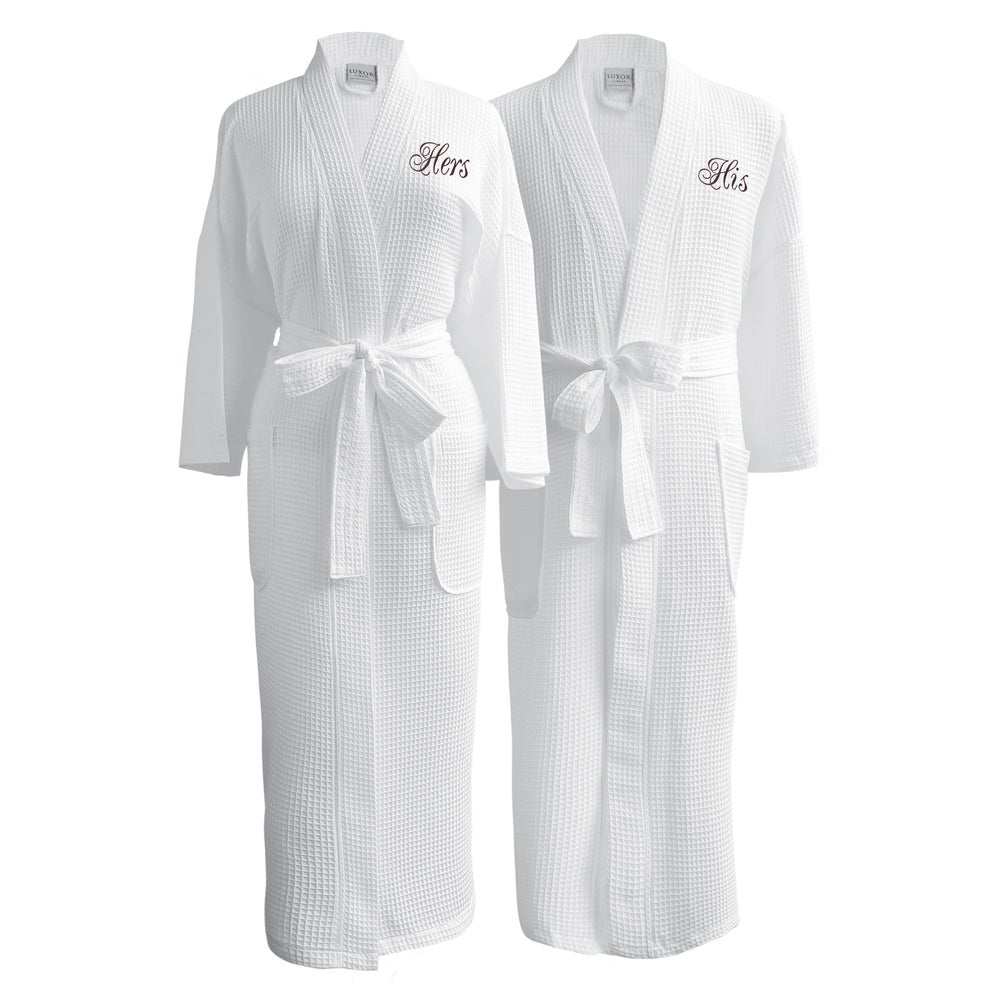 His-and-Hers Egyptian Cotton Waffle Spa Robes