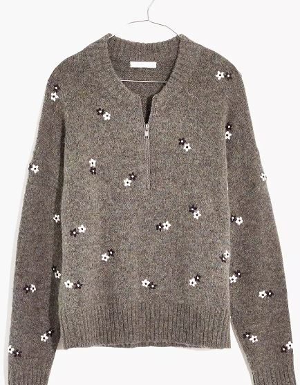 Embroidered Enfield Half-Zip Sweater