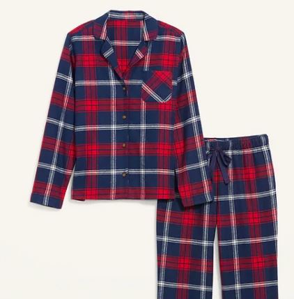 Matching Printed Flannel Pajama Set