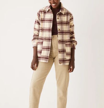 Frank and Oak Wool Plaid Overpiece in Beige